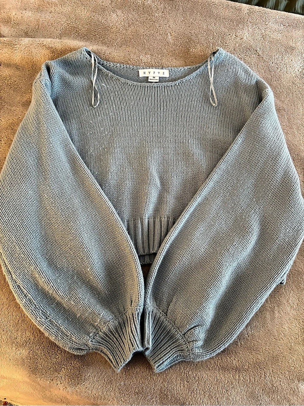 HYFVE Balloon Sleeve Sweater in Blue Size Medium
